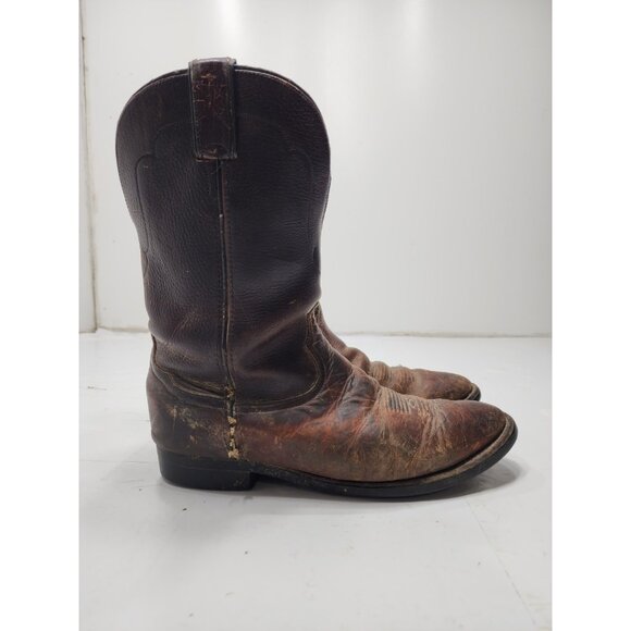 Tony Lama Mens Leather Pull On Western Cowboy Work Boots Brown Size 9 EE main image 7